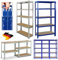 Steckregal Lagerregal 170x75x30cm Ablagegestelle Kellerregal Metall Regal Höhenverstellbar, 5 soliden Böden MDF Schwerlastregal Werkstattregal, bis 875 kg Traglast, Blau