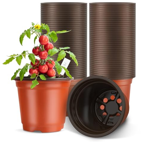 PEYOU 100 Pcs 10cm Plant Pots With 100 Pcs Plant Labels, Reusable Seed Plastic Plant Pots Flower Nursery Pots for Seeds, Seedlings, Flowers, Vegetable, Cuttings, Transplanting, Succulent, Herbs