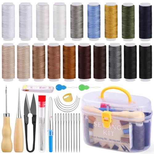 MASPHY 43 Stücke der Innenausstattung Reparatur Nähsatz, Heavy-Duty Nähsatz, Leder Nähgarn, große Augen Nähnadel, nähen Ahle Reparatur Möbel, Autos, Sofas, Rucksäcke, Schuhe, handgemachte DIY