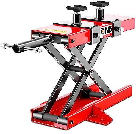 ‎DNA MOTORING Motorcycle Scissor Lift Jack Hoist Stand with Saddle and Pins - 1100lbs (500KG) 3.7-14.8 Lifting Range, TOOLS-00289