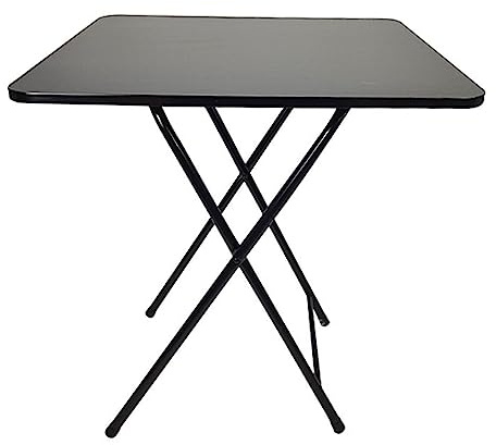 Chiusuet Table Pliante Moderne de 60 cm x 60 cm x 70 cm, Noir, Gris, Bois d'ingénierie, Acier Inoxydable, Pliable, Économique en Espace, Pour Intérieur et Extérieur, 4 Personnes, Design de Table Basse