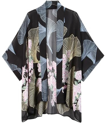 Women Bohemian Chiffon Kimono Cardigan Beach Cover Up Bikini Shawl Blouse for Swimwear Beachwear