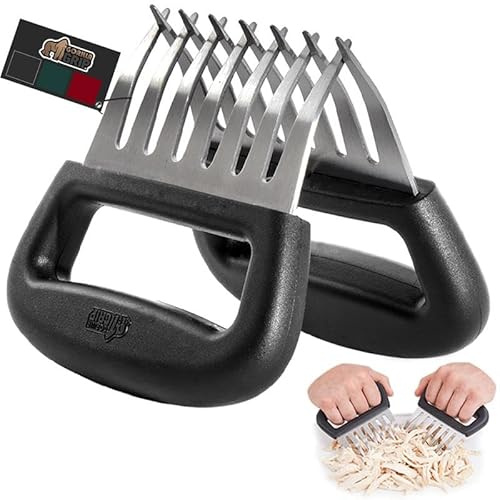 GORILLA GRIP BPA-Free Chicken Shredder Meat Claws, Sharp Stainless Steel Food Shredding Fork, Comfortable Handle, Easily Shred Pulled Pork, Taco Meats, Kitchen Smoker BBQ Tool, Dishwasher Safe, Black