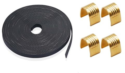 NIYATA GT2 Zahnriemen 5 Meter 6mm 3D Drucker, 5M GT2 Riemen mit 4 Festen Klemmen, Verschleißfest, Reibungslose Übertragung, Passend für Ender 3/V2/Pro, Ender 5 Serie, CR-10 Serie