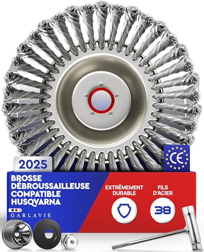 GARLAVIE Ogräsborste för Husqvarna Motorsense – ogräsborste med adapter, hållbara tillbehör för mossa och ogräsborttagning