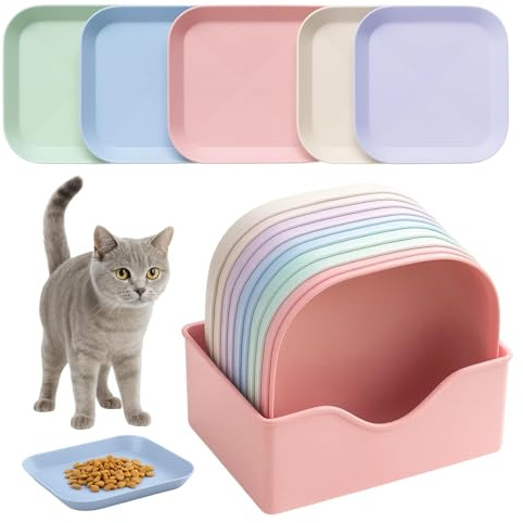 Katzennapf Set 10Stück - 5 Farben Katzennäpfe mit Stabiler Basis, Praktischer Futternapf Katze für Fressen & Trinken, Anti-Verschütten Katzen Futternapf