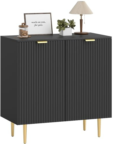 HOMCOM Buffet Cuisine, Meuble de Rangement, 2 Portes, 80x40x80cm Noir