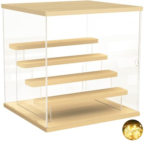 Joody Vitrine pour Collection, 5 Etagere Vitrine Acrylique pour Lego Figurine Pop Maquette, Boite de Rangement Transparente avec Support Figurine et Porte, Anti-poussière Presentoir, 32x32x33,4 cm