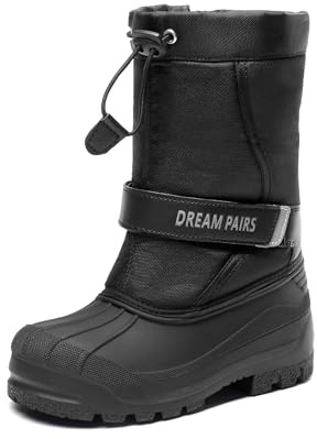 DREAM PAIRS Vinterstövlar för pojkar och flickor, svart, 35 EU