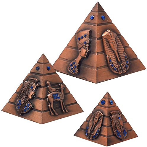 Guador Bronzo Piramide Modello, 3 Pezzi/Set Figura Modello Piramide Egiziana Statua di Piramide in Bronzo Vintage Scultura Ufficio Ornamento Souvenir Regalo