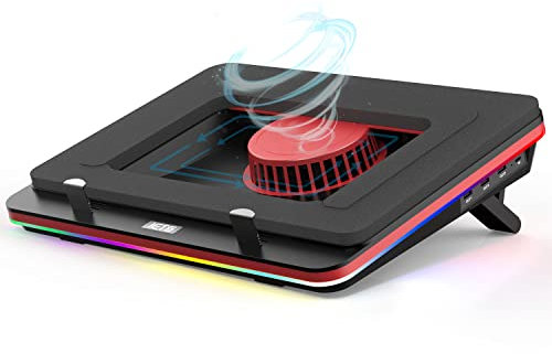 IETS GT500 Powerful Turbo-Fan (5000 RPM) RGB Laptop Cooling Pad with Infinitely Variable Speed,Seal Foam for Rapid Cooling Gaming Laptop,13-17.3inch Laptop Cooler with 3-Port USB Hub