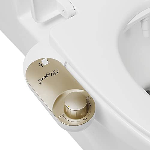Bidé, accesorio de bidé para inodoro, GLIGAM pulverizador de bidé de agua dulce no eléctrico con boquilla autolimpiante, control de presión ajustable y controles de ángulo (champán)