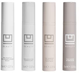 U Beauty Trial Index Set Volume 2 - Trial Size Skin Care Set with a Gentle Cleanser, Resurfacing Hyaluronic Acid Serum, Daily Face Hydrator, and Night Cream Moisturizer - 4-Piece Kit, 0.33 fl oz