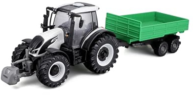 Bburago - Collection Ferme - Tracteur Valtra + remorque à Friction - Véhicule Agricole Miniature à l'échelle 1:43 - Jouet pour Enfant - à Collectionner dès 3 Ans - 31676