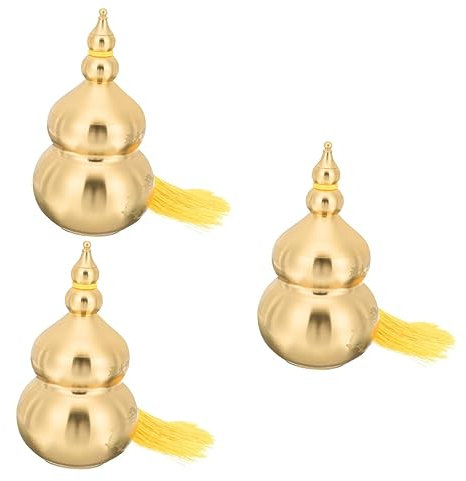 Abaodam 3pcs Brass Gourd Shape Ornament Chinese Luck Gourd Statue for Wealth Vintage Model for Home Decor and Housewarming