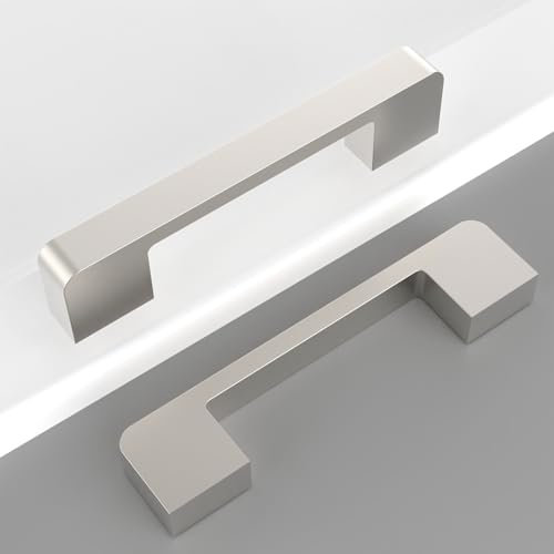 Coinkoly 10 Stück Möbelgriffe Gebürsteter Nickel Küchengriffe 96mm Lochabstand Möbelgriffe Zinklegierung Schrankgriffe Schubladengriffe Griffe für Küchenschränke Türgriffe Küche EU0011