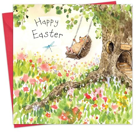 Twizler Easter Card - Cute Hedgehog - Happy Easter Cards for Mum Dad Nan Grandad - Greetings for Son Daughter Grandson Granddaughter Friend