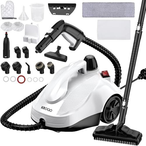 KROQO Nettoyeur vapeur multi-usages - Avec 23 accessoires - Pour retirer le papier peint, le sol, la moquette, le canapé, les meubles rembourrés, la voiture, le carrelage, le rembourrage, la salle de