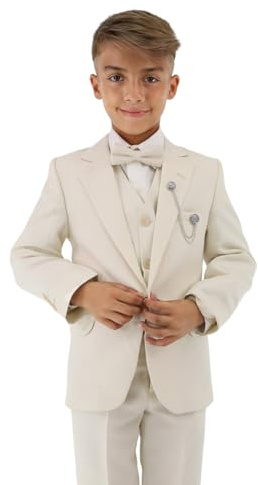 Costume Formel texturé 8 pièces pour garçons - Coupe Slim pour Pageboy 235 Ivoire, âge 12 années
