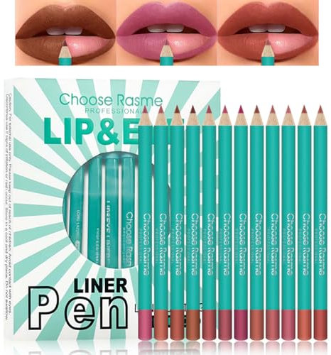 12 Farben Lipliner Wasserfest, Langanhaltende Lippenkonturenstift mit Matte Finish, Hochpigmentiertes Lipliner Set, Wischfest Lip Plumper, Lippenstift Set Cremiger Textur, Natürliches Lippen Makeup