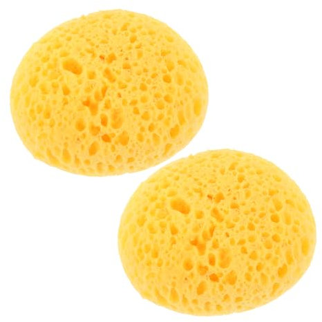 UKCOCO 2 Stück Gelb Runder Malschwamm: Saugfähig Schwämme - Schwammstupf Pinsel Set für Handmalerei-Enthusiast - Aquarell Keramik Kunst Handwerk Ton Gesichtsmalerei Keramik Reinigung DIY Malerei