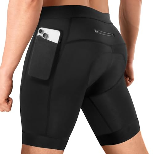 Niksa Pantaloni da ciclismo da uomo con imbottitura 5D, pantaloncini corti da ciclismo, traspiranti, con tasche, Nero (confezione da 1), S