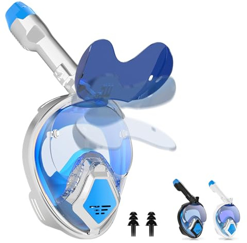 Luziyun Masque de Plongée Intégral Anti-buée et Design Pliable Sécurité Certifiée CO₂ Alternative au Kit de plongée, Masque Intégral de Plongée pour Adultes Enfants