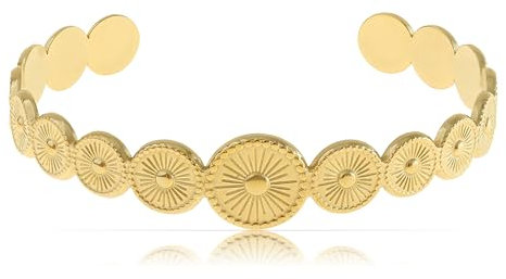 Made by Nami Armreif Gold Damen Boho Schmuck aus Chirurgischem Edelstahl 316 Verstellbar Wasserfester Schmuck (Sonne)