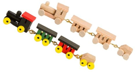 Hemobllo 2 Set Trenino Miniatura Legno delle Decorazione per Regali Natale e Compleanni