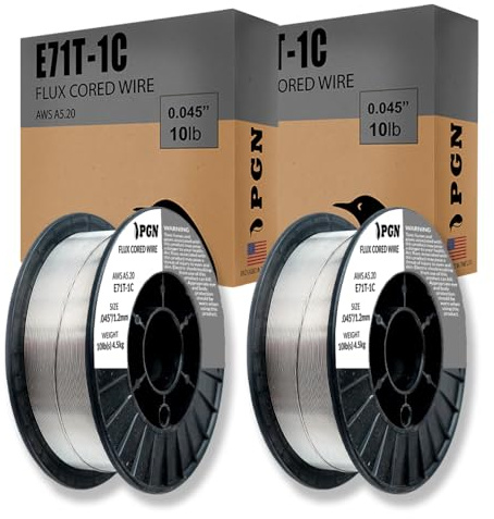PGN Flux Core Welding Wire E71T-1C .045 – 10 lb Spool | Gas-Shielded MIG Wire for Mild Steel | All Position FCAW Welding Wire