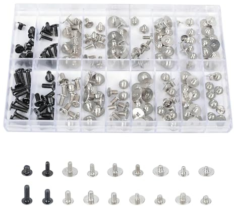 180Pcs Computer Screws Assortment Kit, Black CM and Nickel-Plated Phillips Machine Screws Set with Flat Round Head for PC Case, Motherboard, and Electronic Repairs