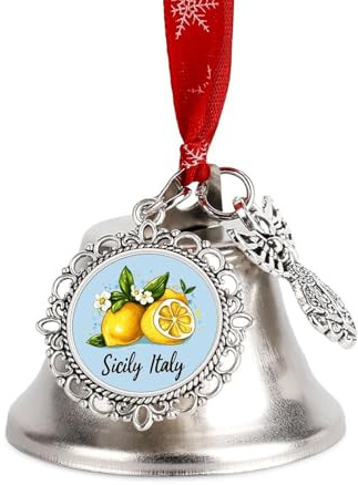 Sicilians Italy Italian Lemons Christmas Jingle Bells Tree Hanging Ornament Xmas Bell Pendant Party Festival Decor Wing Bell