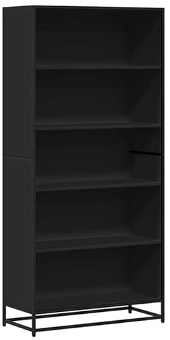 Eleganz Sistema de estantería para libros, color negro, 80,5 x 35 x 170,5 cm, de madera y metal, moderno sistema de estanterías para salón, oficina o pasillo, diseño estable y duradero para más