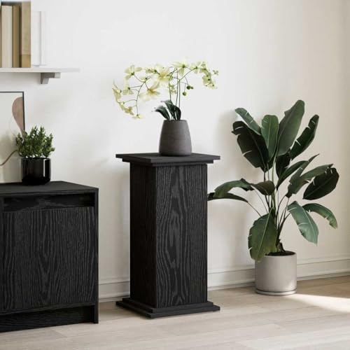 Mokuyary Expositor de madera de roble negro, 31 x 30 x 60 cm, soporte para plantas, estante interior y exterior, escalera decorativa para flores, para terraza, balcón, salón