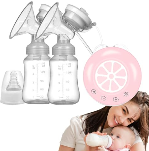 Pompa per latte elettrica, pompa elettrica portatile per infermieristica - Estrattori di latte materno ricaricabili con 2 bottiglie - Modalità multiple, basso rumore, forniture per allai
