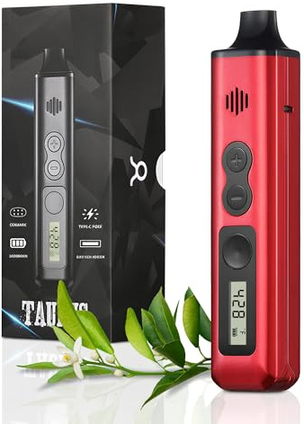 Taurus Dry Herb Vaporizer Herbal Vaporizer with Isolated Air Path|1300mah Huge Battery Dry Herb Vaporsers with Friendly LCD Display No Nicotine (Red)