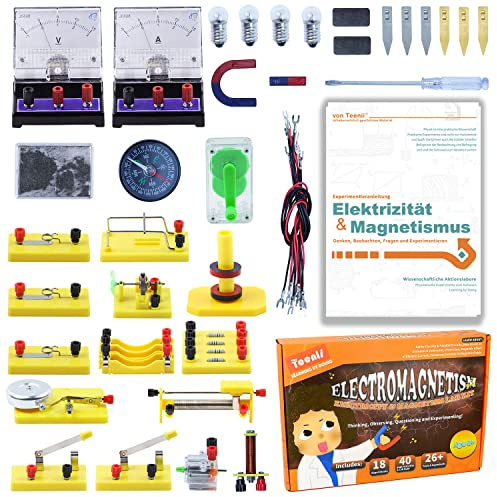 Teenii Kit Científico de Electricidad y Magnetismo para Niños, Experimentos de Física Stem con Circuitos Eléctricos, Juego Educativo de Ciencia, Kit de Experimentos para Niños 8+ Años, 50 Piezas
