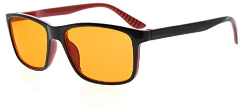 Eyekepper Anti Luce Blu Occhiali da Computer-Anti 98% Blu Luce-alta Definizione Lente - 100% Protezione UV (Nero/Rosso, +1.00)