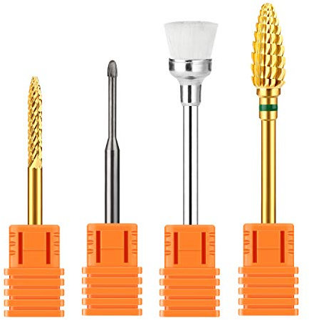 JCMASTER 3x Nagelfräser Aufsatz 2,35mm Hartmetall Set Gelnägel Acrylnägel inkl 1x Polier Bit Fräser und Halterungen