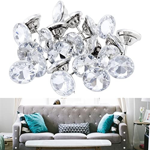 TsunNee 60 clavos de tapicería con cabeza de cristal, 20 mm, tachuelas decorativas para tapicería para sofá, cama, cabecero, pared, muebles, manualidades, decoración