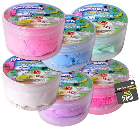 TE-Trend 6er Set Duftknete für fantasievolles Knetvergnügen - magische Knete in leuchtenden Farben für kreative Kinder - Duftknete für Kinder in bunten Farben und fruchtigen Aromen - Knetmasse Set