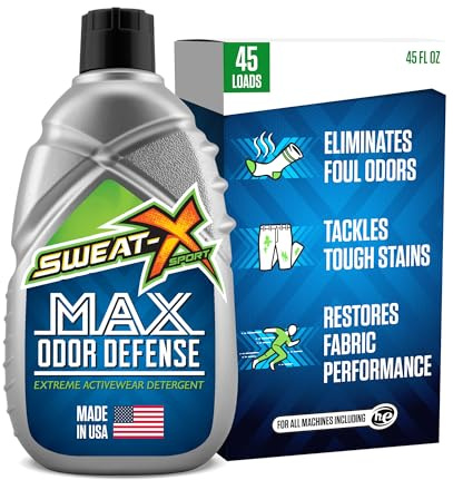 Sweat X Max Odor Defense Laundry Detergent – Remove the Worst Odors & Toughest Stains – High Performance Sports Wash for Training Gear & All Fabric Types – 45 Loads – 1 Pack