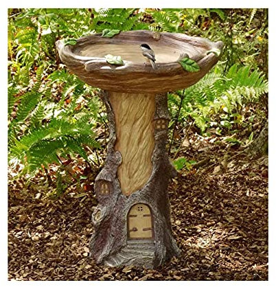 QUNLING Vogeltränke Vogelbecken Garten Dekorative Polyresin Vogelhäuschen Vogeltränke Vogeltränke Trinkschale Wildvögel Handgemachte Wildvogelhäuschen und Vogeltränkeschalen für Hausgarten Hof