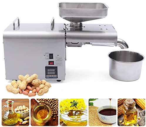 Pressa olio, 750 W, macchina per la pressa dell'olio elettrico, macchina per l'estrazione dell'olio caldo/freddo, estrattore automatico dell'acciaio inossidabile per cocco, girasole, noci di sesamo,