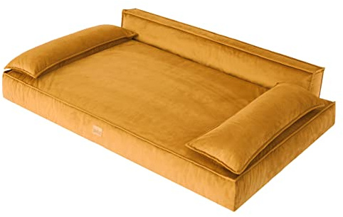 DOGGY Hundebett Haustierbett Hundeliegen Hundecouch Liegen Hundekissen Bett Sofa Hundekorb Tierbett Hundesofa Matratze Schlafplãtze, Gelb, 120 x 77 cm