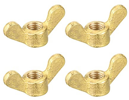 sourcing map Brass Wing Nuts, M8 Butterfly Nut Hand Twist Tighten Fasteners for Furniture, Machinery, Electronic Equipment, 4Pcs