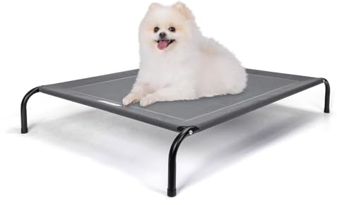 Nobleza Cama Elevada Perro Pequeño, Cama Refrescante Perro, Cama de Mascotas Transpirable para Exterior Interior Jardín Terraza, Cama Perro Robusto Lavable, Gris, S, 87x65x20CM