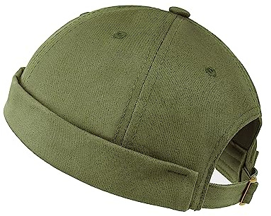 Zylioo XXL Oversize Watch Cap,Casual Harbour Hats for Big Heads,Roll-up Skull Caps,Large Adjustable Docker Hat Army Green