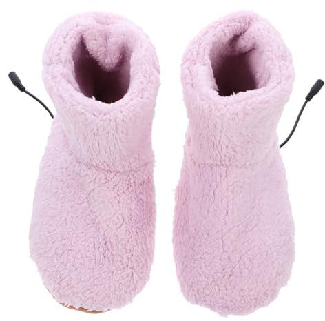 Housoutil Heizschuhe Für Damen Wiederaufladbarer Fußwärmer Plüschmaterial Bequem Für Kalte Tage