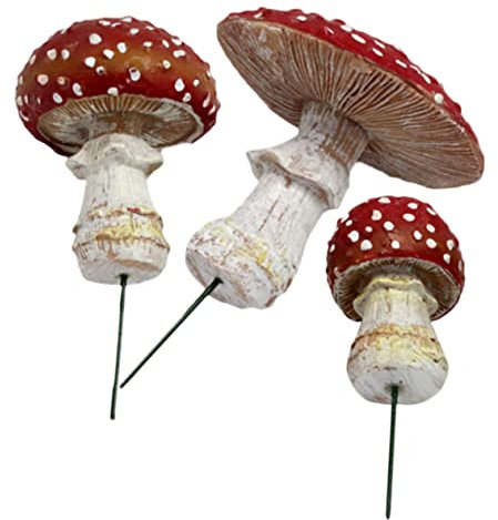 POPETPOP Lot De 3 Statues Miniatures en Forme De Champignon pour Décoration De Paysage Ornements De Jardin en Résine Décoration Dintérieur en Forme De Champignon De Nuit
